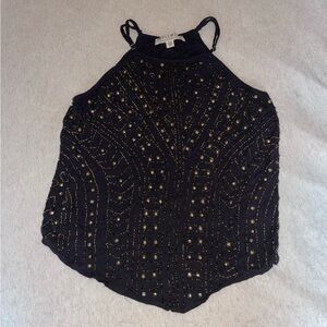 Idyllwind Black & Gold Embellished Tank Top
